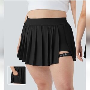 Halara Black Pleated Mini Skirt Skort With Buckle 3X